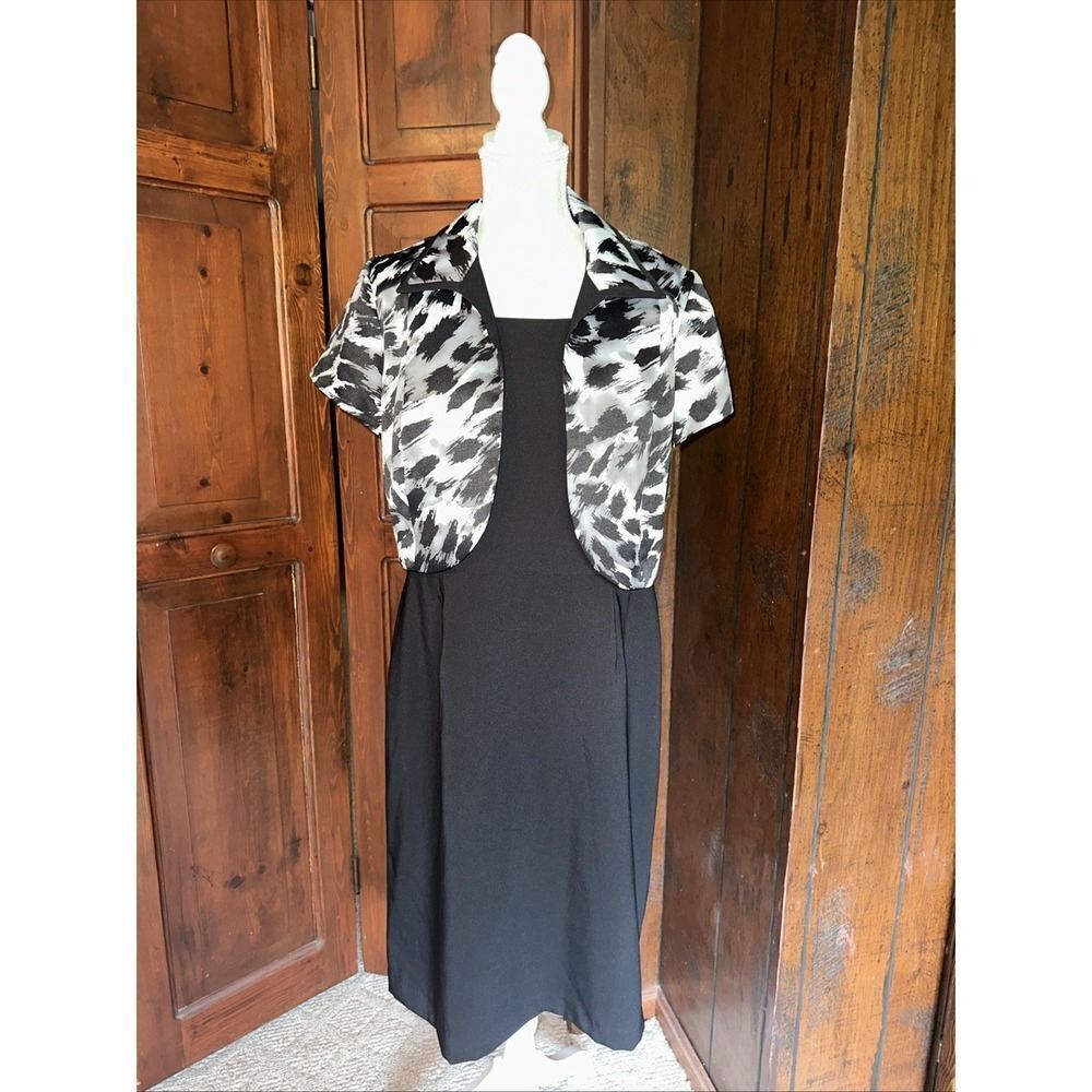 Womens Studio I  Print Sleeveless Fitted A-Line Dress‎ & Blazer Suit Size 16